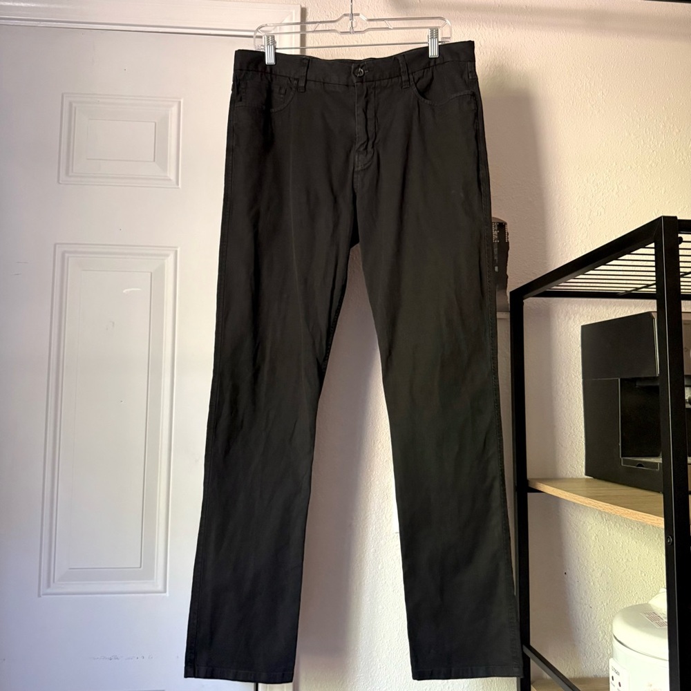 BUCK MASON black cotton‎ slim straight leg cropped pants
